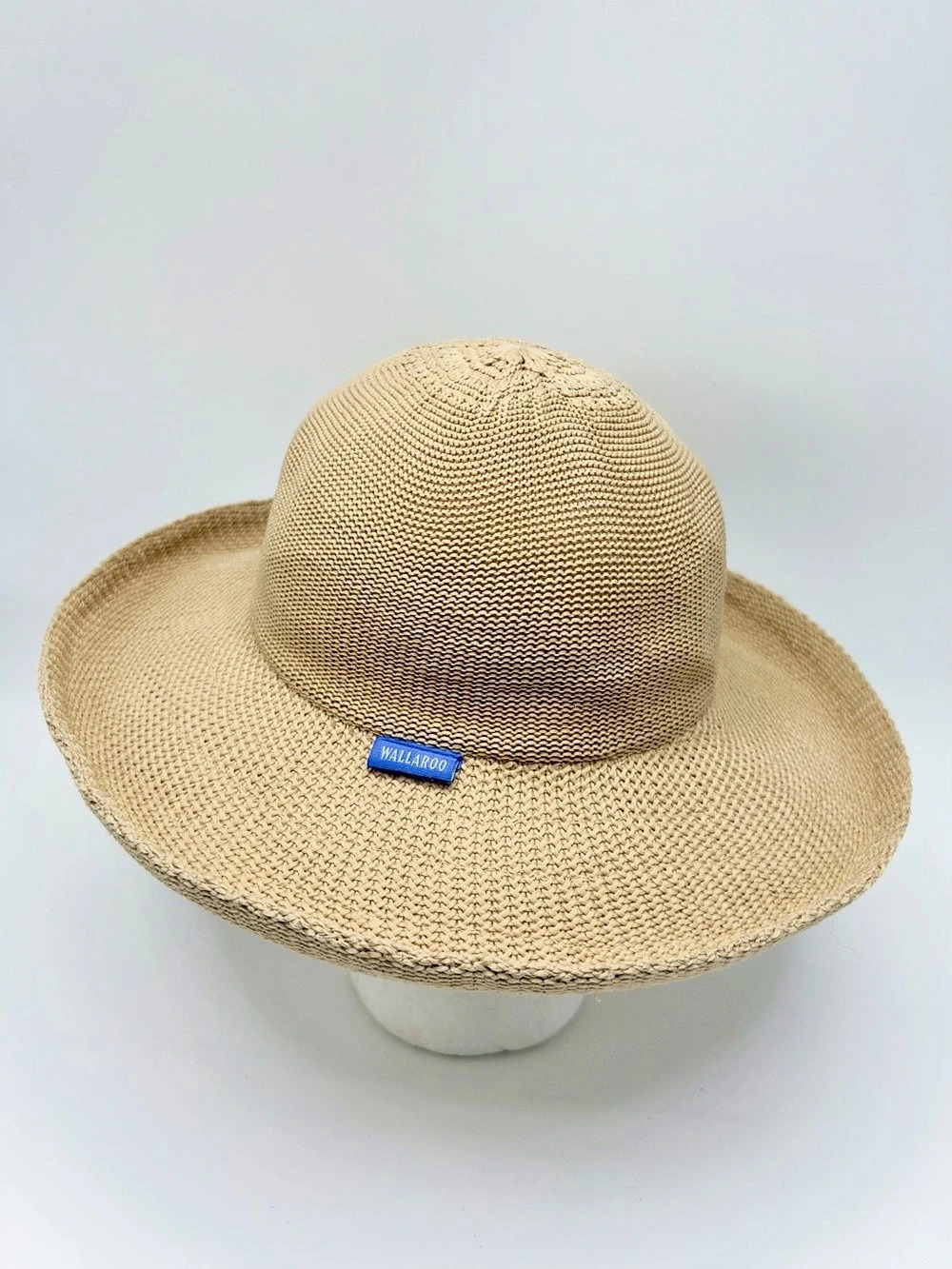 Wallaroo Victoria Packable Wide Brim Sun Hat Tan Poly Straw 58cm